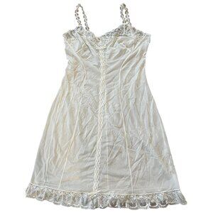 Vintage Women Imec Nailon White Slip Dress Lace Trim Lingerie Size 3